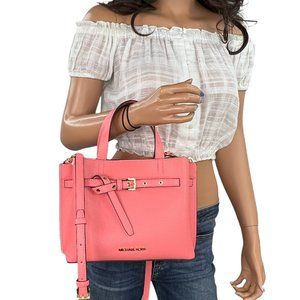 Michael Kors Emilia Small Satchel Shoulder Bag Grapefruit Pink